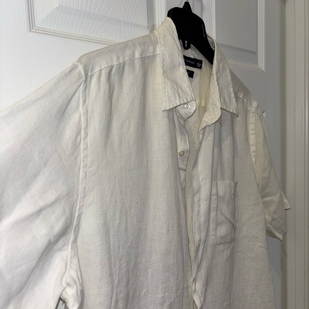 Grant Thomas 100% linen short-sleeve button-down shirt SZ L​​ - Picture 5 of 9